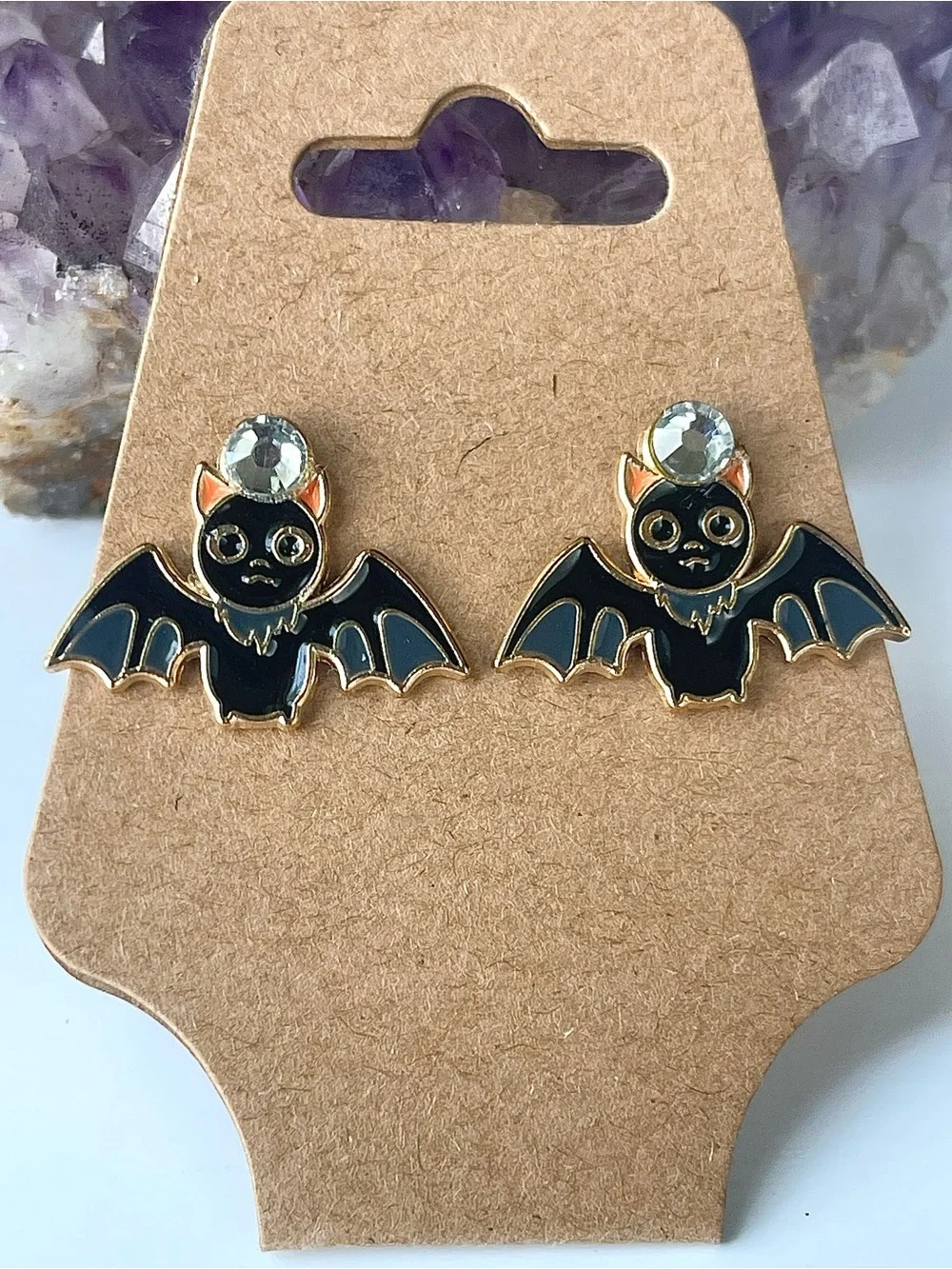 Cute Black Bat Stud Halloween Earrings